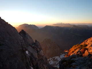 climbing mountain ridge watzmann in germany