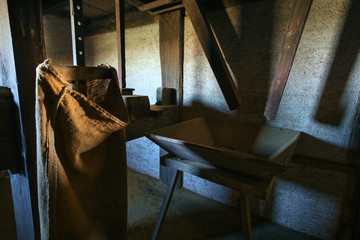 Old traditional windmill interior