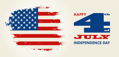 Happy 4th of July - Independence Day of United States of America greeting card design vector illustration