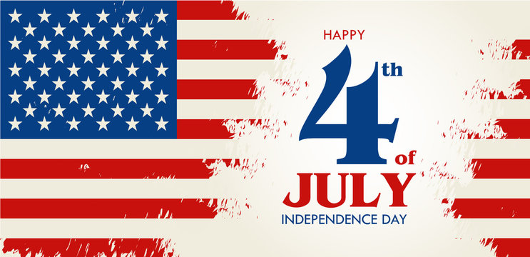 Happy 4th of July - Independence Day of United States of America greeting card design vector illustration