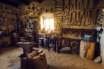 Traditional smithy workshop interior