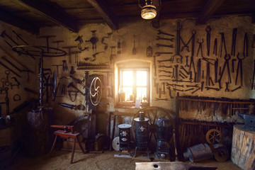 Obraz na płótnie Canvas Traditional smithy workshop interior