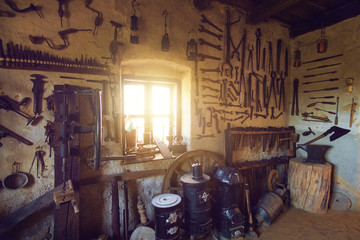 Traditional smithy workshop interior