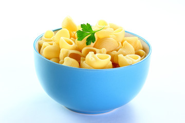 maccheroni in bowl isolated white background