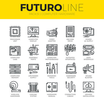 Computer Hardware Futuro Line Icons