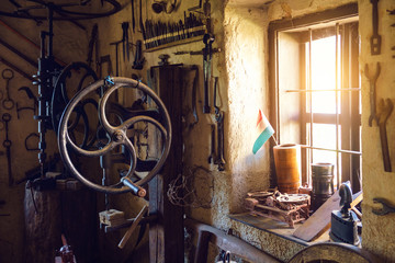 Traditional smithy workshop interior
