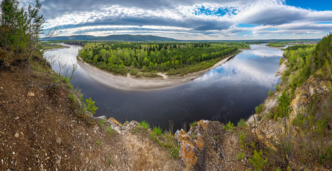 View of the Irkut River from the high shore