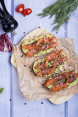 bruschetta with avocado and smoked salmon