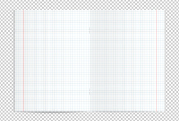 Realistic blank lined copy book spread