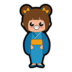 Cute japanese girl cartoon  icon vector illustration graphic design