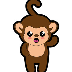 Monkey kawaii cartoon  icon vector illustration graphic design