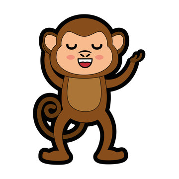Monkey kawaii cartoon  icon vector illustration graphic design
