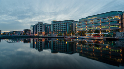 Cork city river reflection at dusk