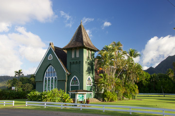Fototapeta na wymiar Waioli Huiia Church Hanalei on the Hawaiian island of Kauai