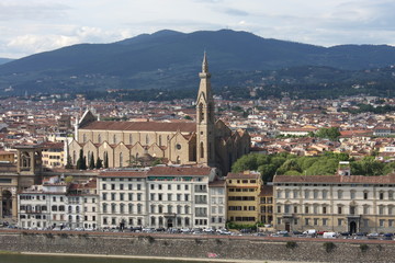 Fototapeta na wymiar Panoramic view over Florence Italy with city river, Tuscany, Italy.