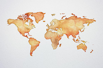 Watercolor World Map © overlays-textures