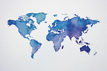 Poster Watercolor World Map © overlays-textures