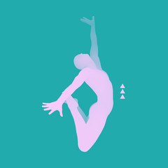 Jumping Man. Gymnast. 3D human body model. Gymnastics activities for icon health and fitness community. Vector illustration.