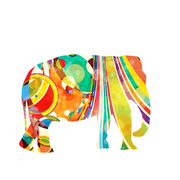 Colorful elephant icon on white background