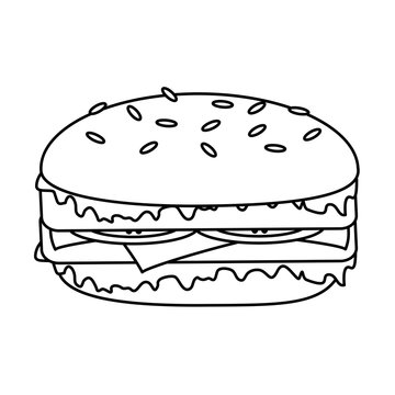hamburger fast food icon image vector illustration design  black line