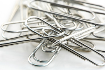 Paper Clips on White Background