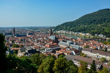 Fototapeta na wymiar The old town of Heidelberg from the castle