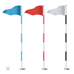 Golf Flags Set Vector. Illustration Isolated On White Background