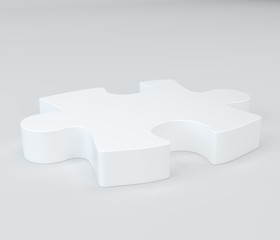 White puzzle with soft shadows. 3d rendering.
