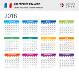 Calendrier français 2018