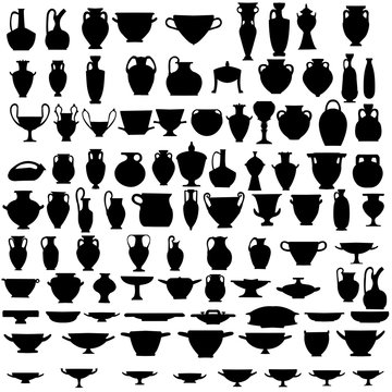 Ninety four silhouettes of ancient pottery