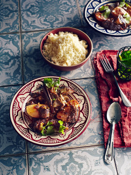 Moroccan lamb neck with quince saffron