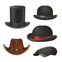 Hat for men set isolated on white vector illustration