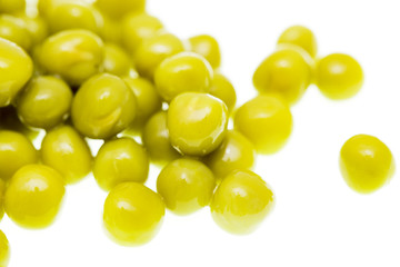 Pickled green peas isolated on white background