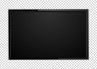 Modern TV screen led type, lcd blank isolated. Black monitor display mockup on a transparent background.