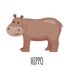 Cute Hippo in flat style