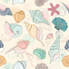 Seashell seamless pattern