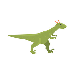 Cute cartoon green dinosaur character, Jurassic period animal vector Illustration
