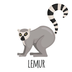 Cute Lemur in flat style
