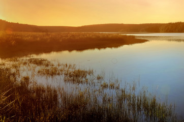 beautiful sunset on a lake