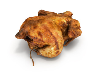 roasted chicken isolated on white background 3d render