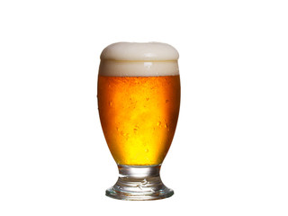 Glass of beer isolated on white background. Ale.