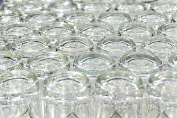 Close up a stack of clear glass background