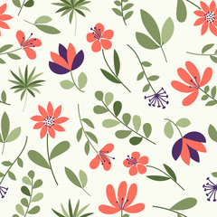 Simple flower pattern. Seamless cute floral background. Vector illustration. The elegant template for fashion prints.