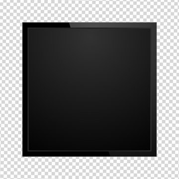 Modern square TV screen, led type, lcd blank isolated. Black monitor display mockup on a transparent background