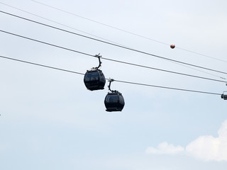 Cables and cabins of a cable way in Singapore, November 2016