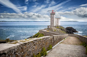 Fototapeta na wymiar View of the Phare du Petit Minou in Plouzane, Brittany, France