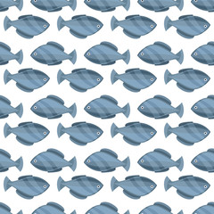 Fototapeta premium Seamless vintage fish drawings pattern, vector illustration. Engraving style sea life background. Retro element for your design.