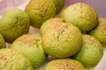 Fresh green homemade buns