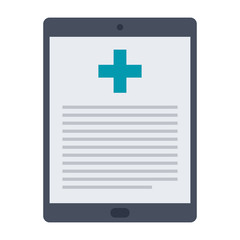 Obraz premium Online medical services concept with tablet and website, vector illustration in flat style