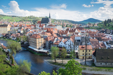 Riverside village background hill